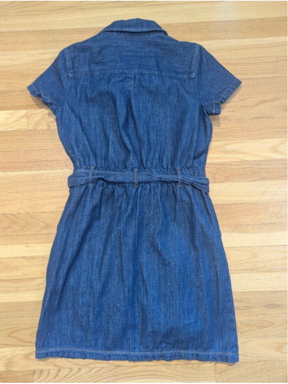 J. Crew Factory Denim Utility Dress Short Sleeve w/Tie + Button Front Size 4 - Picture 13 of 13